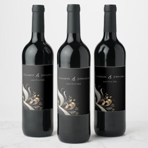 Modern Elegant Black and Gold Wine Label