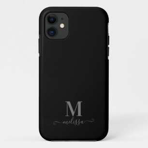 Modern Elegant Black and Grey Monogrammed Case-Mate iPhone Case