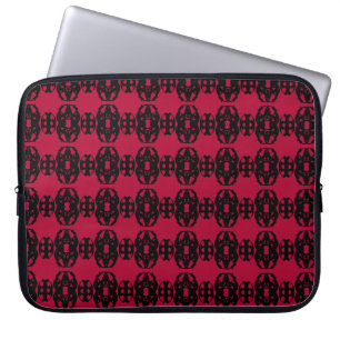Modern Elegant Black and Red Pattern Laptop Sleeve