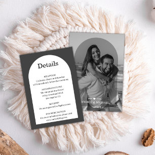 Modern Elegant Black And White Arch Photo Wedding  Enclosure Card