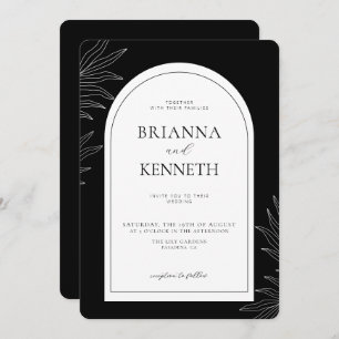 Modern Elegant Black and White Arch Wedding Invitation