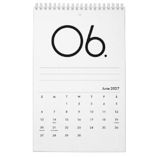 Modern Elegant Black and White Calligraphy Calendar