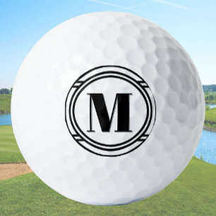 Modern Elegant Black and White Custom Monogram Golf Balls