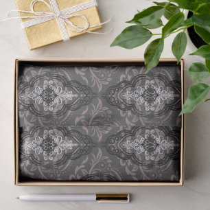 Modern Elegant Black And White Damask Pattern Tissue Paper