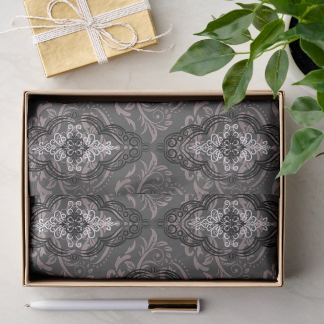 Modern Elegant Black And White Damask Pattern  Tissue Paper (Gift)