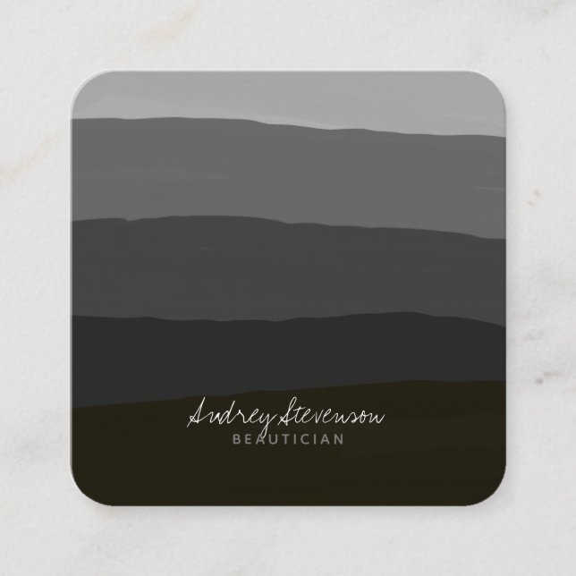 Modern Elegant Black and White Degradation Square Business Card (Front)