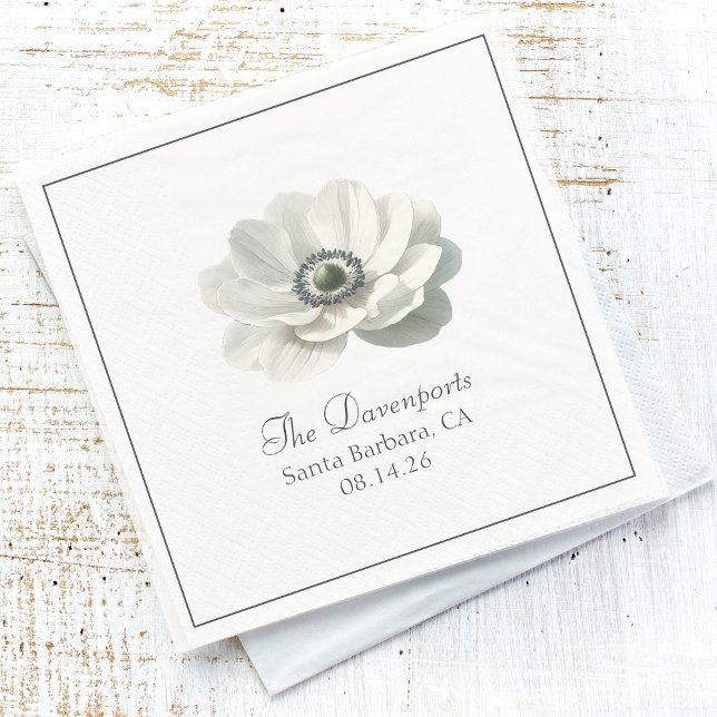 Modern Elegant Black and White Floral Wedding Napkin (Creator Uploaded)