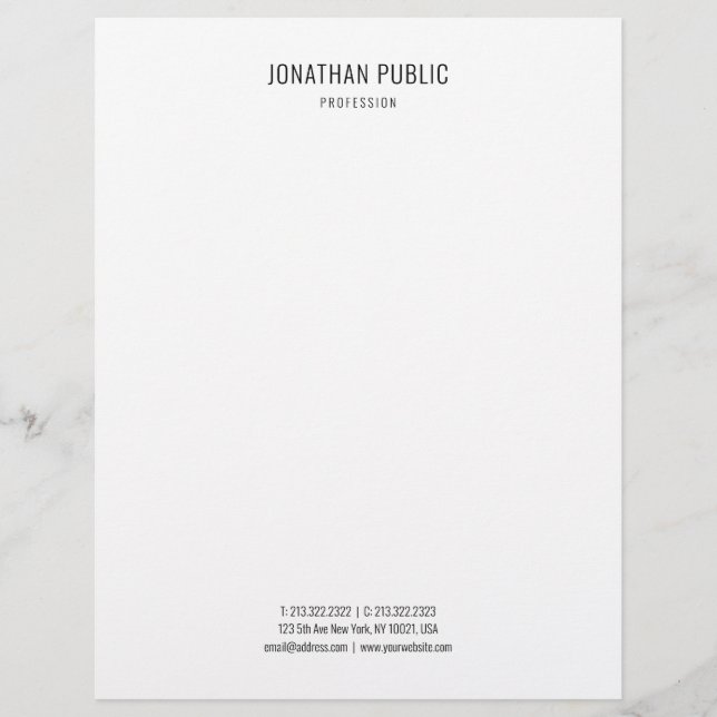 Modern Elegant Black And White Minimalist Template Custom Letterhead (Front)