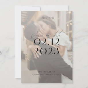 Modern Elegant Black and White Photo Wedding Invitation