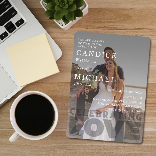 Modern Elegant Black And White Photo Wedding Invitation (Creator Uploaded)