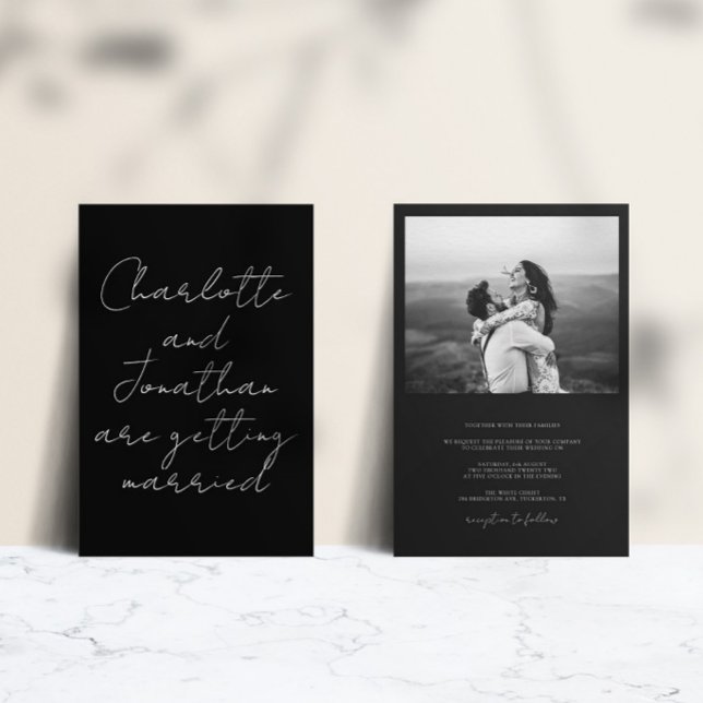 Modern Elegant Black and White Photo Wedding Invitation (Creator Uploaded)