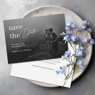 Modern Elegant Black and White Photo Wedding Save The Date