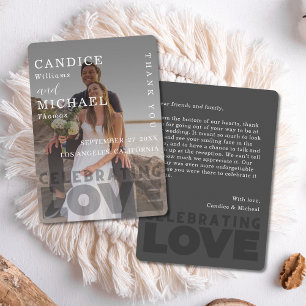 Modern Elegant Black And White Photo Wedding Thank You Card