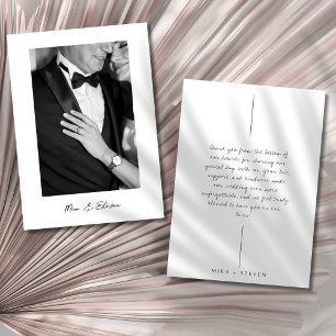 Modern elegant Black and white photo wedding Thank You Card