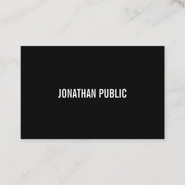 Modern Elegant Black And White Plain Professional Business Card (Front)