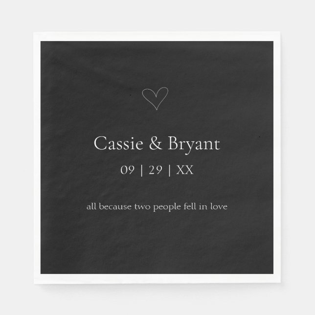 Modern Elegant Black and White Thank You Wedding Napkin (Front)