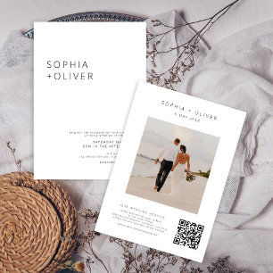 Modern Elegant Black and White Wedding All-in-One Invitation