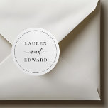 Modern Elegant Black and White Wedding Classic Round Sticker<br><div class="desc">Custom-designed wedding stickers featuring modern elegant black and white design with personalised name.</div>