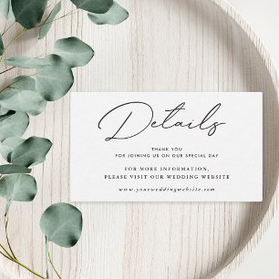 Modern Elegant Black and White Wedding Details Enclosure Card