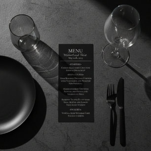 Modern Elegant Black and White Wedding Dinner Menu