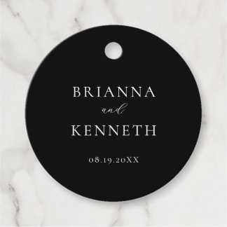 Modern Elegant Black and White Wedding Favour Tags