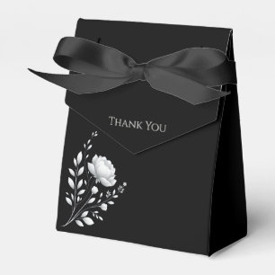 Modern Elegant Black and White Wedding-Flowers Favour Box