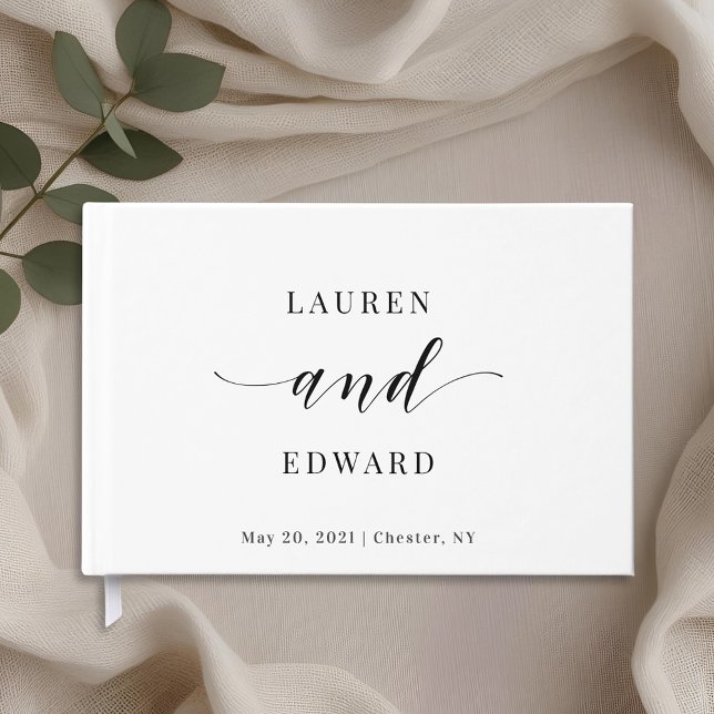 Modern Elegant Black and White Wedding Guest Book (Creator Uploaded)