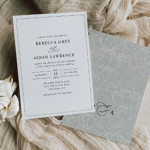 Modern Elegant Black and White Wedding Invitation