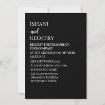 Modern Elegant Black and White Wedding Invitation
