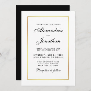 Modern Elegant Black and White Wedding Invitation