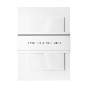 Modern Elegant Black And White Wedding Invitation Belly Band