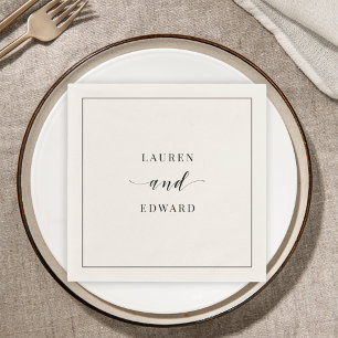 Modern Elegant Black and White Wedding Napkin