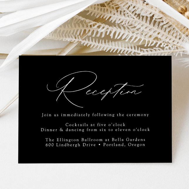 Modern Elegant Black and White Wedding Reception Enclosure Card (Creator Uploaded)