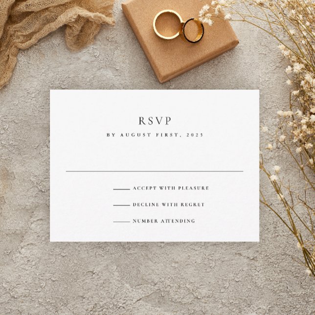 Modern Elegant Black and White Wedding RSVP Card (Creator Uploaded)