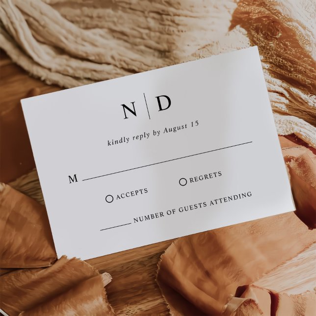 Modern Elegant Black and White Wedding  RSVP Card (Creator Uploaded)