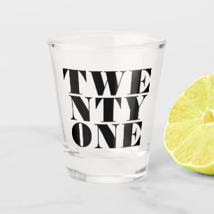 Modern Elegant Black Bold 21st Birthday Shot Glass