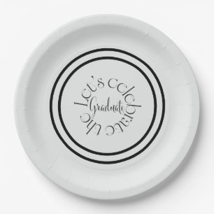 Modern elegant black bold typography Grad party Paper Plate