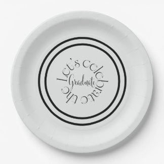 Modern elegant black bold typography Grad party Paper Plate