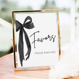Modern Elegant Black Bow Coquette Favours Sign