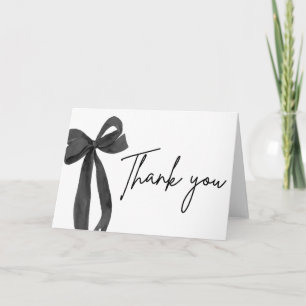 Modern Elegant Black Bow Ribbon Coquette Thank You Card