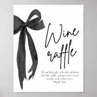 Modern Elegant Black Bow Wine Raffle Game Sign