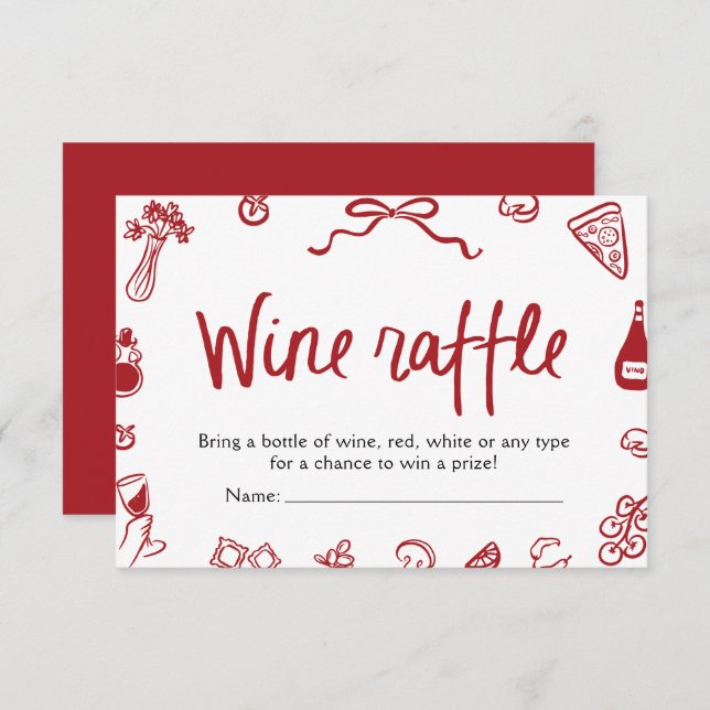 Modern Elegant Black Bow Wine Raffle Game Ticket Invitation (Front/Back)