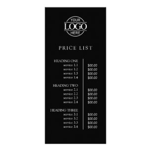 Modern Elegant Black Business Logo Menu Price List