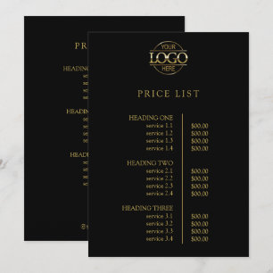 Modern Elegant Black Business Logo Menu Price List