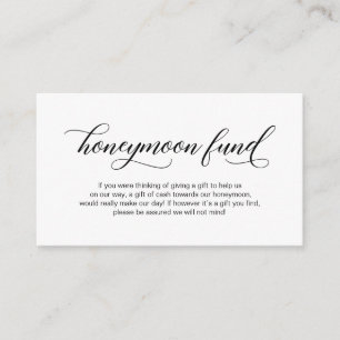 Modern elegant black calligraphy, Honeymoon Wish Enclosure Card