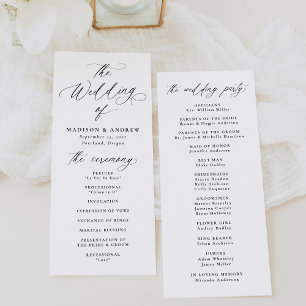 Modern Elegant Black Calligraphy Wedding Programme