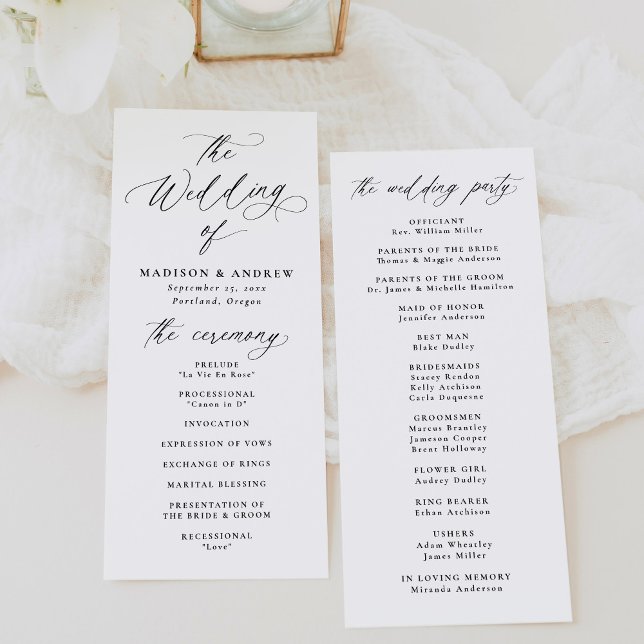 Modern Elegant Black Calligraphy Wedding Programme (Creator Uploaded)