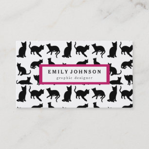 Modern elegant Black cats pattern customised Business Card