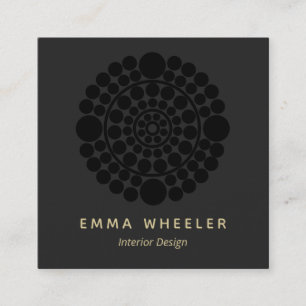 Modern Elegant Black Circle Motif Interior Design Square Business Card