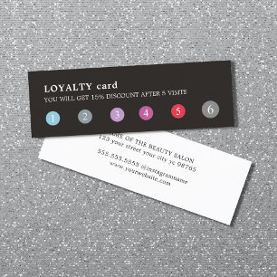 Modern Elegant Black Colourful Punch Beauty Salon Loyalty Card